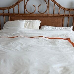 SFERRA White Duvet Cover with Orange Trim